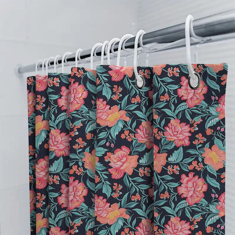 Fashionable Shower Curtain With Floral Print Perfect For Adding A Pop Of Color To Your Bathroom Decor