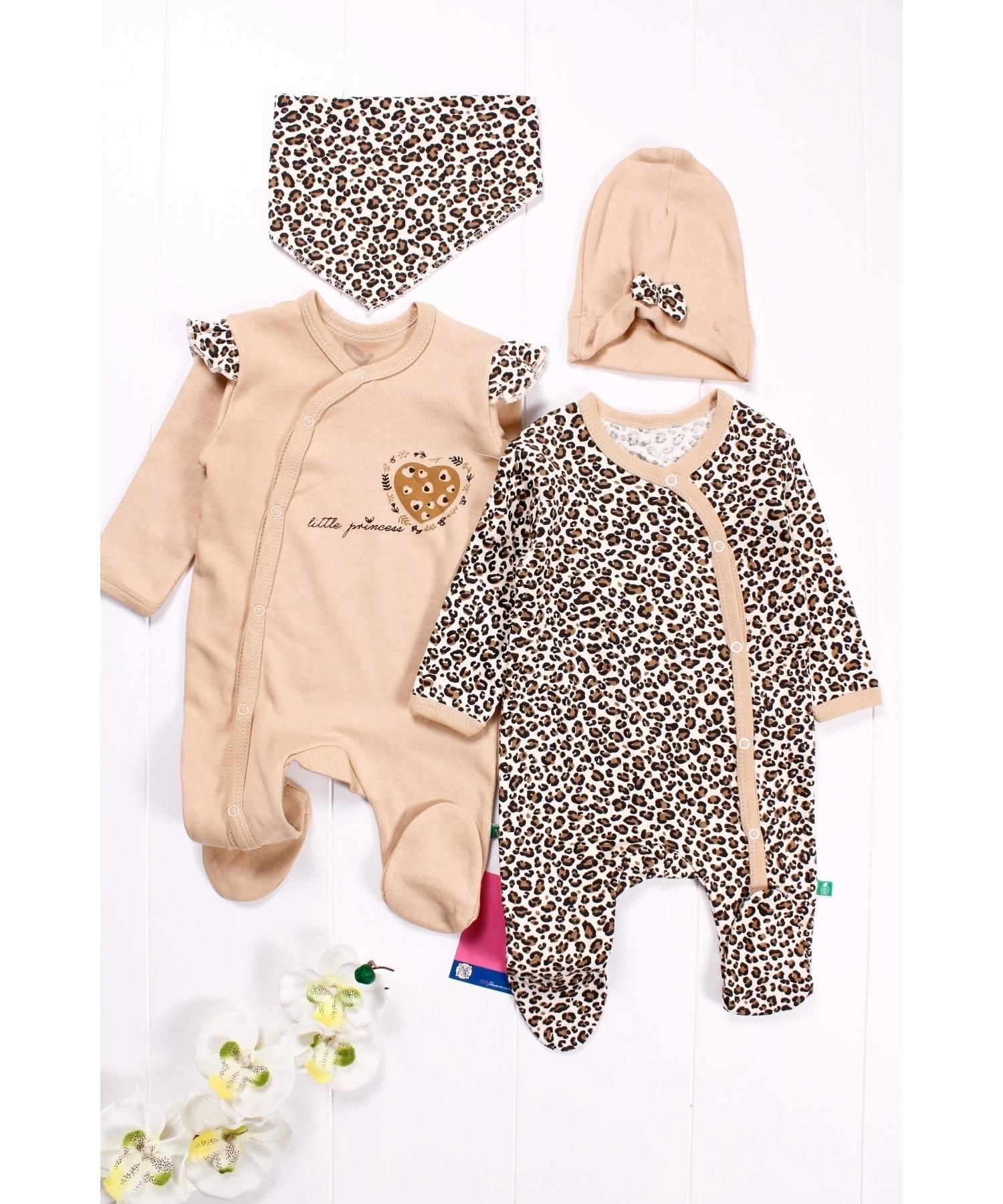 

Leopard Patterned Baby Girl 4-Piece Rompers Set