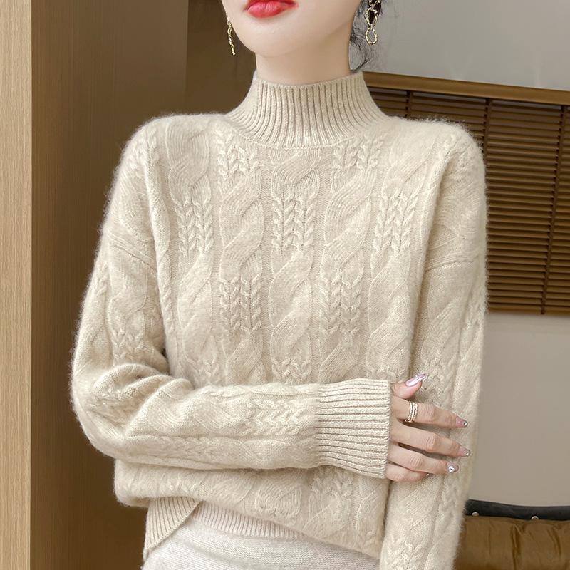 Women's Cashmere Sweater Qinghe Cashmere 30% Cashmere 70% Wool Autumn and Winter Pullover Warm and Fashionable