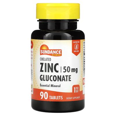 Chelated Zinc Gluconate, 50mg, 90 Tablets