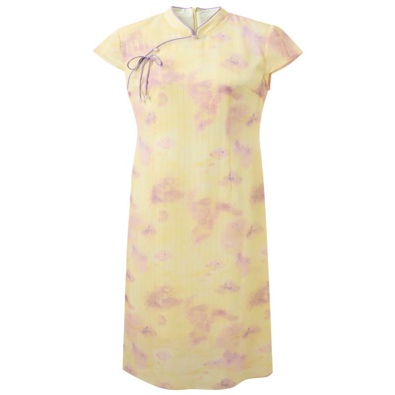 Sancai Fuyan Huanghua New Chinese Style Printed A-line Long Dress M (160/84A)