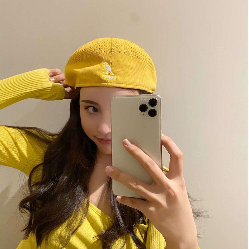 Fahion Kangaroo Embroidery hat Berets Hat Painter Style Caps Women Mesh knit Beret gift