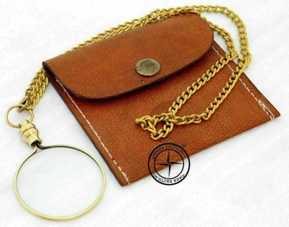 Lommeforstørrelsesglass & Læretui 20X Lommemonokkel Kostyme Antikk Retro,