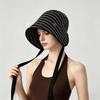 Summer Women's Bucket Hat Striped Webbing Breathable Lightweight Sun Hat Foldable Beach Cap Fashion Outdoor UV Protection