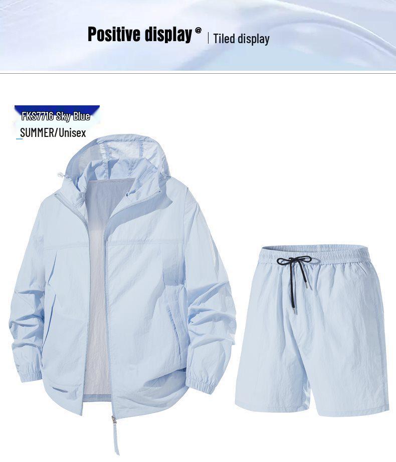Traje deportivo casual de verano para hombre: Conjunto de seda helada transpirable con protección solar.