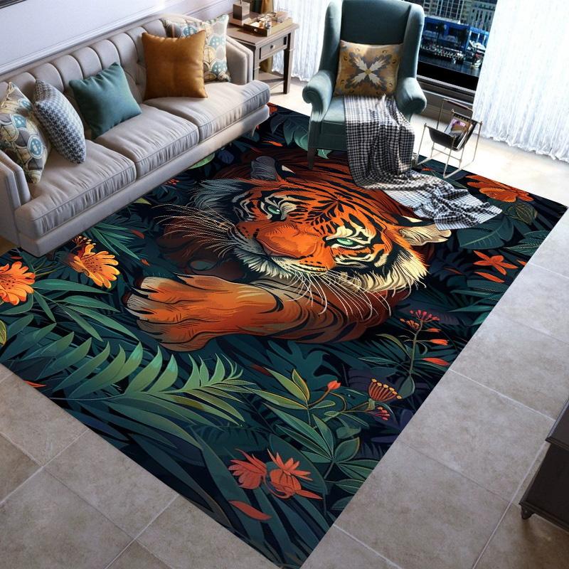 Large Area Rugs Non Slip Animal Tiger Pattern Carpet Living Room Sofa Kitchen Entrance Doormat Hallway Balcony Floor Mat