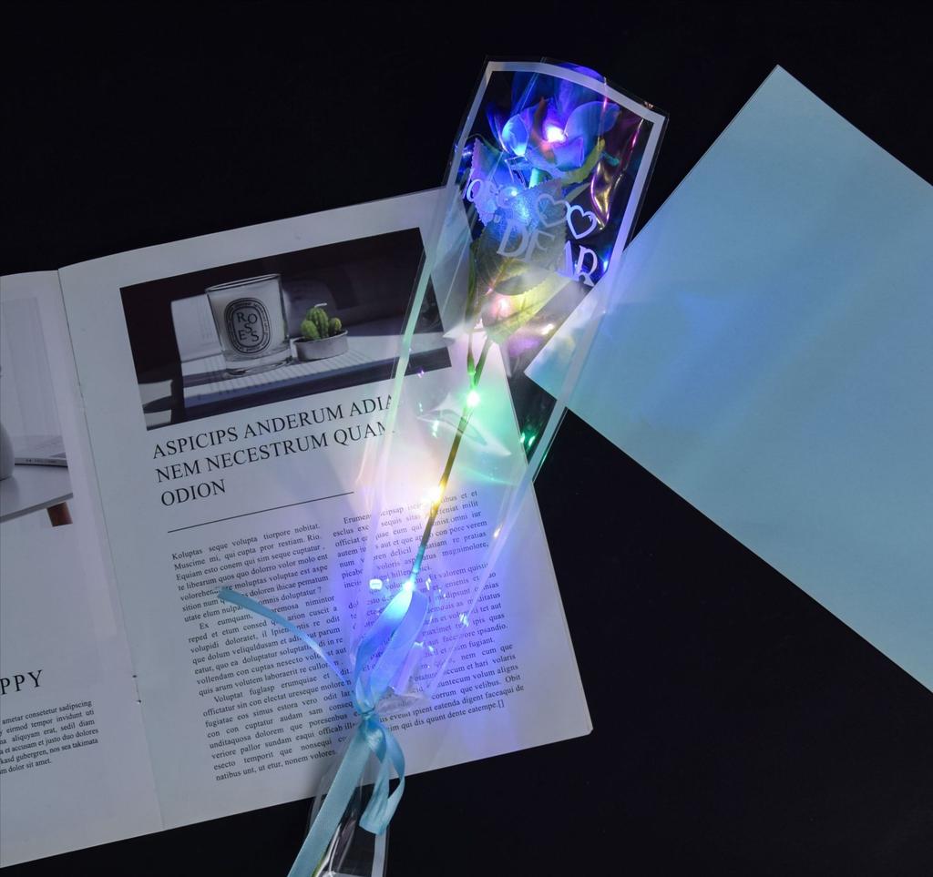 Led Glowing Artificial Silk Flowers Light up Rose Bouquet Valentines Mother's Day Gift for Home Wedding Centerpieces Party Decor