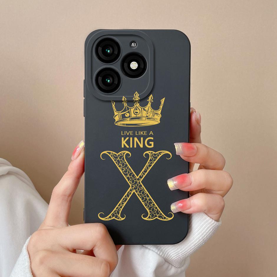 For Tecno Itel A70 Case Luxury Crown Letter Pattern Liquid Silicone Back Cover For ItelA70 A 70 New Design Advanced Sense Shell