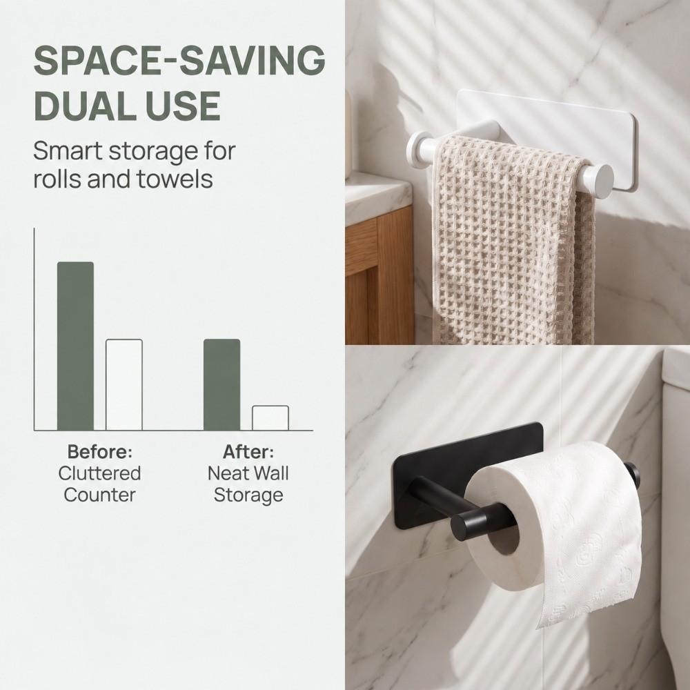 Self Adhesive Toilet Paper Holder Waterproof Roll Paper Organizer Paper Towel Holder  Kitchen
