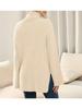 Autumn Winter Women's High Neck Oversized Pullover Split Long Sleeve High Neck Ribbed Knit Sweater Luxurious Relaxed-fit Slimming and Versatile Top