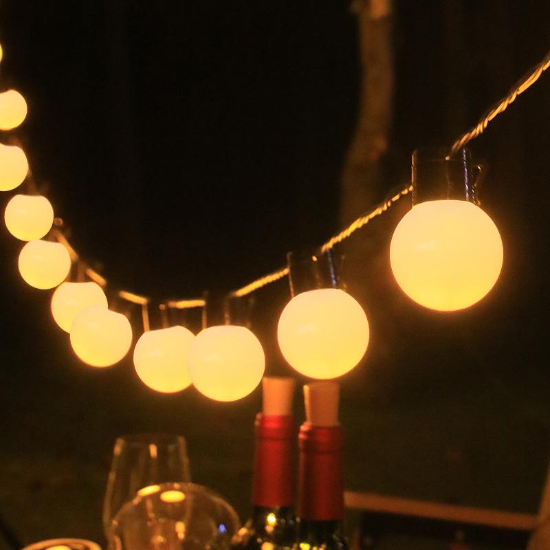 

G50 Светодиодные уличные водонепроницаемые гирлянды на солнечной батарее - Большие круглые лампы для кемпинга, двора, навеса, палатки и создания декоративной атмосферы. 2.5m 10 Lights USB