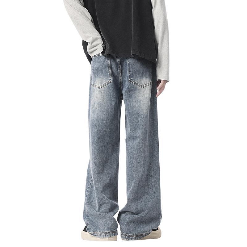 Men's New Style of Jeans In Spring and Autumn American Teenager Handsome Straight Wide-leg Trousers