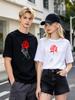 Skull Hand Rose Print Casual Soft Short Sleeve Fashion Comfortable Tops 