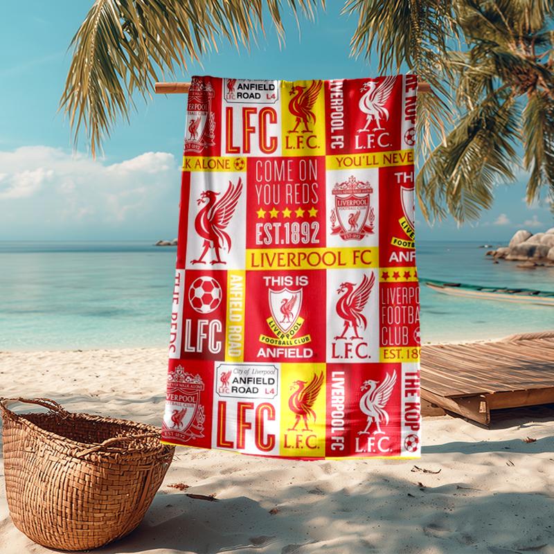 Ultra-Soft Beach Towel with Liverpool Football Club Theme,Ideal for Pool - Camping, Diving - Perfect Travel Essential, Vibrant Beach Towel.