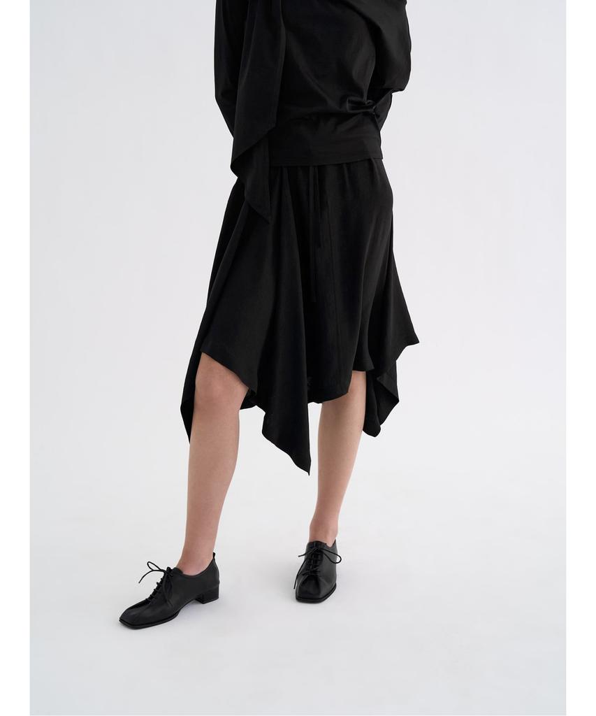 Anggae Unbalanced Satin Skirt Black