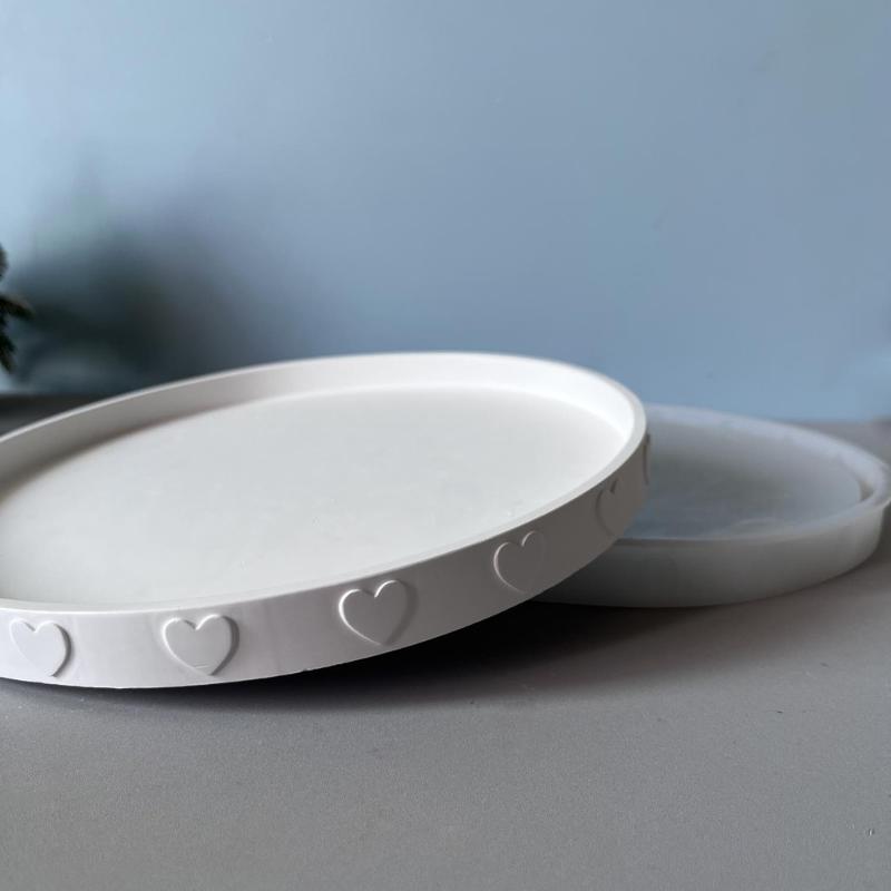 Resin Tray Mold Jewelry Tray Mold Silicone Coasters Mold Round Epoxy Mold for Casting Dish Storage Home Decors Art Craft
