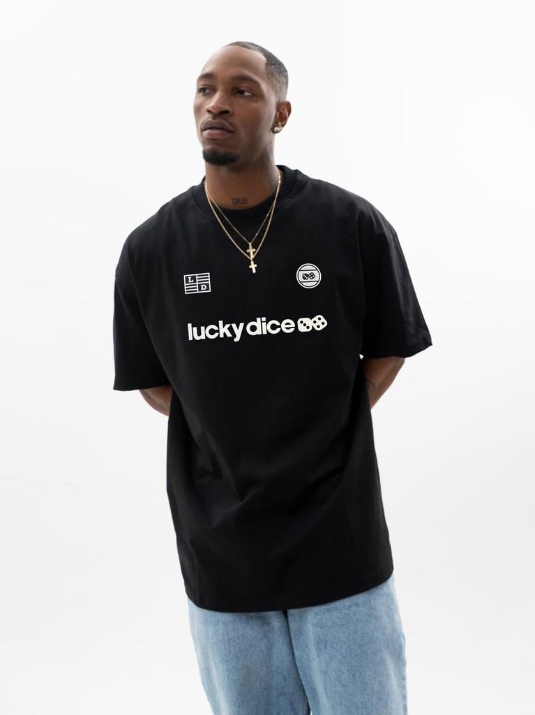 Lucky Dice Represent Men's Oversized Short Sleeve T-Shirt Black/White L