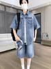 Men's Trendy Summer Denim Two-Piece Set: Short-Sleeve Shirt & Thin Shorts