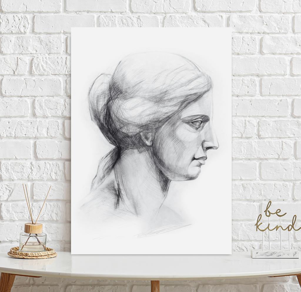 Plakát řecká socha profil skica