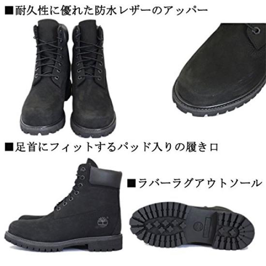 Timberland ICON 10073 Premium Black US 6-inch Boot, Nubuck, TB016, 8.5 (approx. 26.5cm)