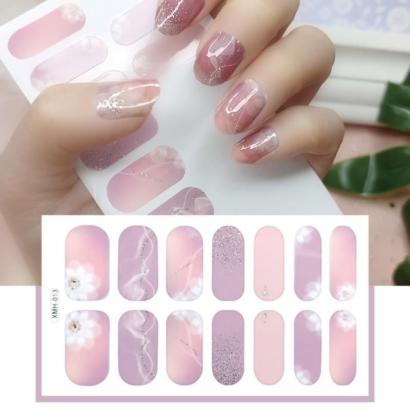 Flower Gradient Nail Sticker Full Wraps Nail Art Stickers Self-Adhesive Nail Art Decal Strips for DIY Nail Art Decor