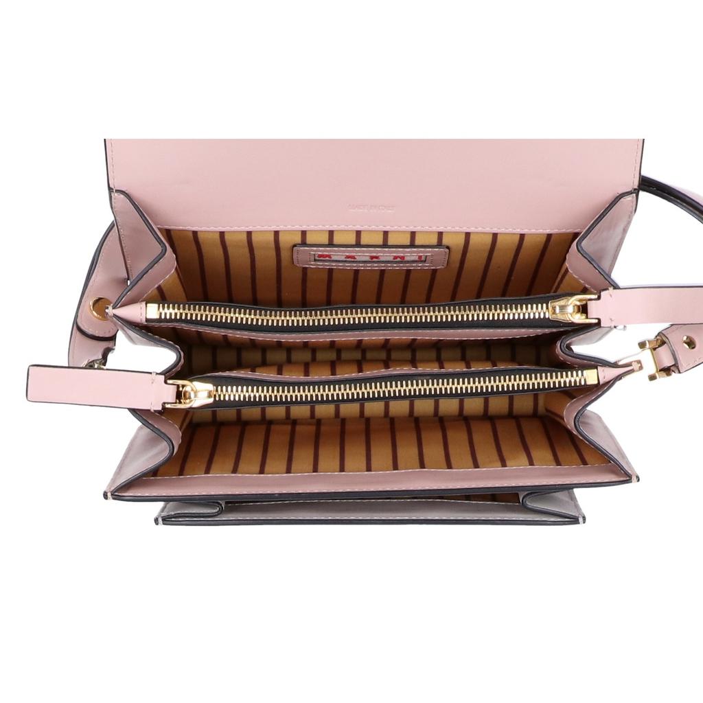 MARNI TRUNK Medium Calfskin Bi-Color Leather 2-Way Shoulder bag Brown / pink beigeUsed