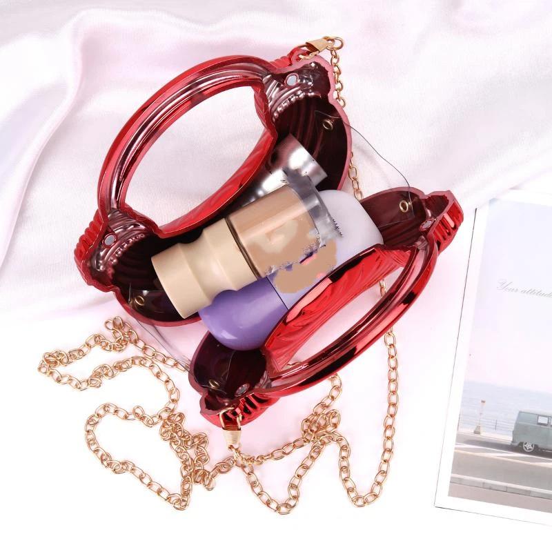 Metallic Crescent Clutch Bag Shiny Striped Design Detachable Chain Strap for Women Evening Wedding Cocktail Party