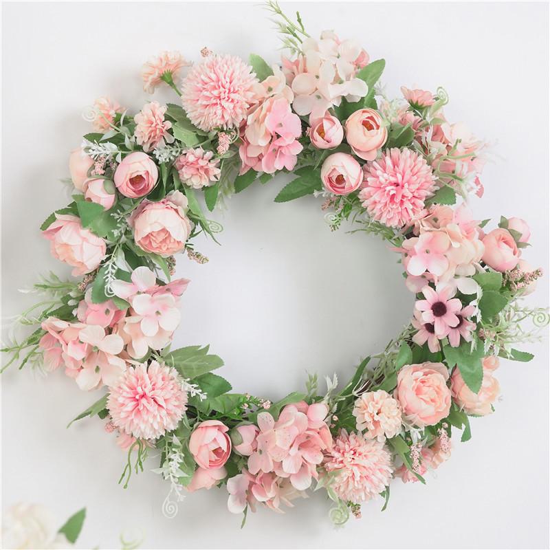Forest Style Colorful Flower Wreath: Door Decoration & Photography Prop with Peony & Hydrangea - Perfect for Weddings & Shop Windows.