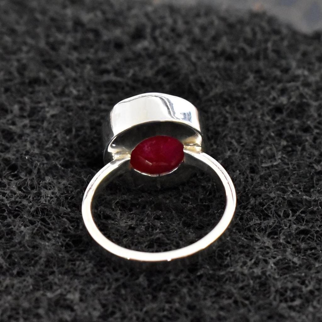 Rich Red Ruby Gemstone 925 Sterling Silver Ring Jewelry, Artisan Handmade Wedding Gift Ring