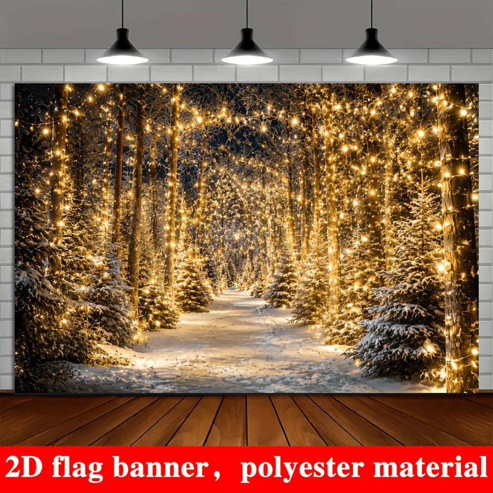 1Pcs Winter Snow Forest String Lights Pines Decoration Background Xmas Backdrop Decorations For Photo Studio Photo Booth Party