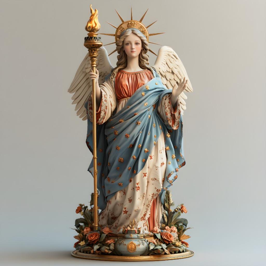 Exquisite 2D Flat Winged Child Ornament with Star & Floral Patterns, Artistic Decor for Tea Room, Countertop and Living Room Side Table