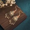 Ancient Style Gold-Plated Jade Carp Tassel Earrings for Hanfu & Cheongsam