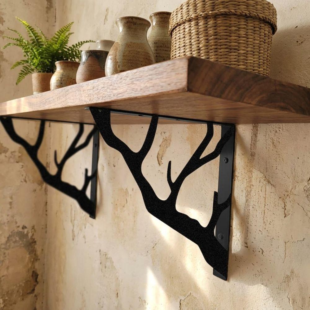 2Pcs Cast Iron Metal Shelf Brackets Tree Shaped Decorative Shelf Bracket  Home Decor
