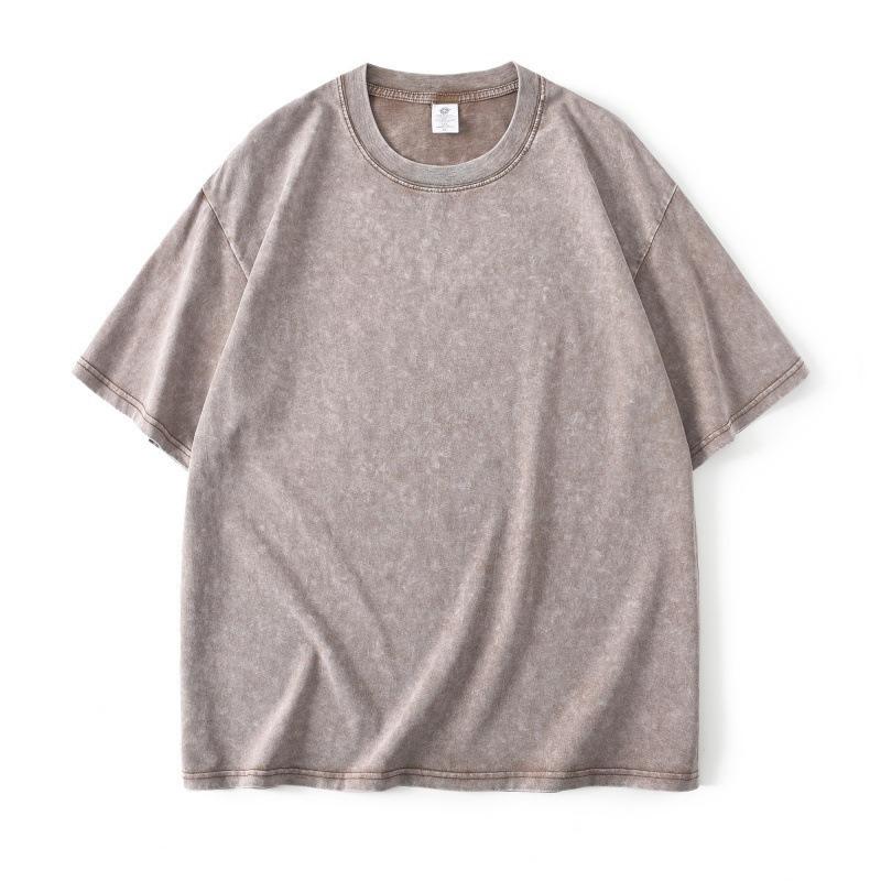 S-5XL 240gsm Хлопковая ретро футболка с заниженными плечами для мужчин и женщин — фото 7