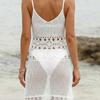 Turtleneck Halter Dress Women's Sexy Openwork Lace and Trim Beach Dress