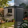 Brown Galvanized Steel Outdoor Tool Shed, Dimensions 295 × 243.6 cm (7.19 m²), with Openable Windows, Lockable Door and Flower Rack, Waterproof