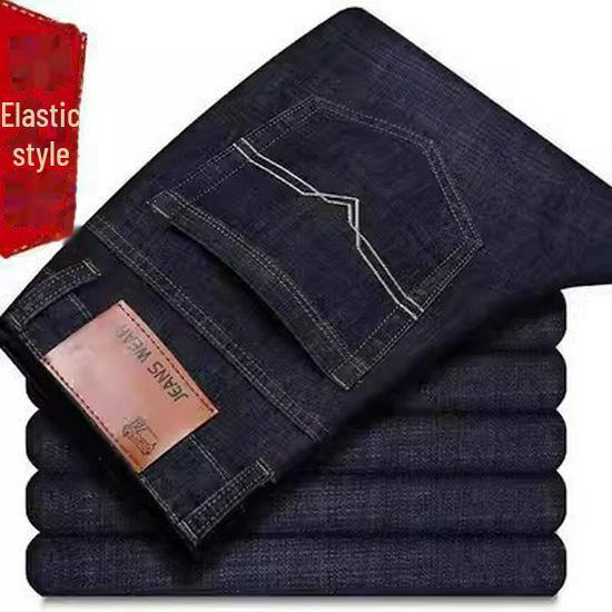 Jeans de Trabalho Elásticos de Verão Soltos Retos Masculinos
