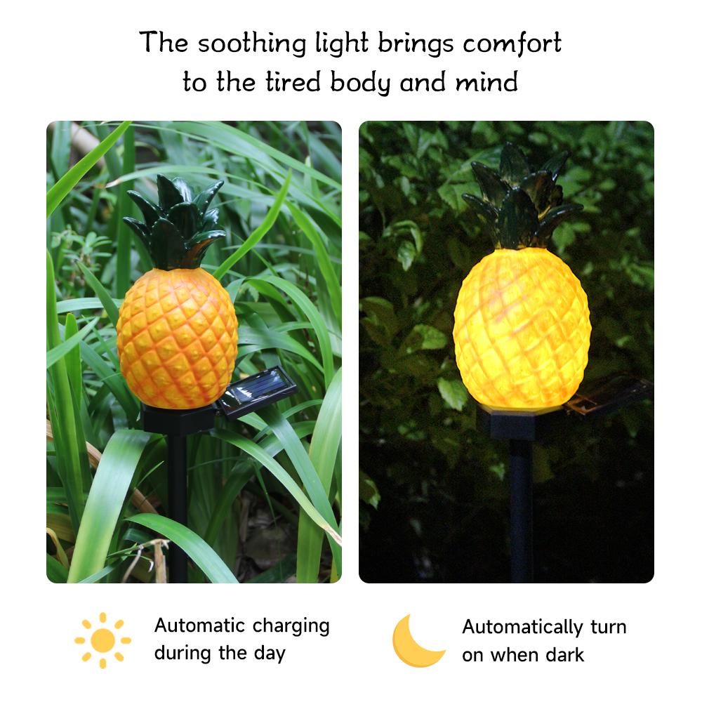 LED Solar Yard Lamp Simulation Pineapple Landscape Light Outdoor Waterproof Decorative Garden Lawn Light Ground Stake Lamp