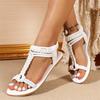 Large size summer new sandals bohemian rhinestone comfortable round head seaside vacation