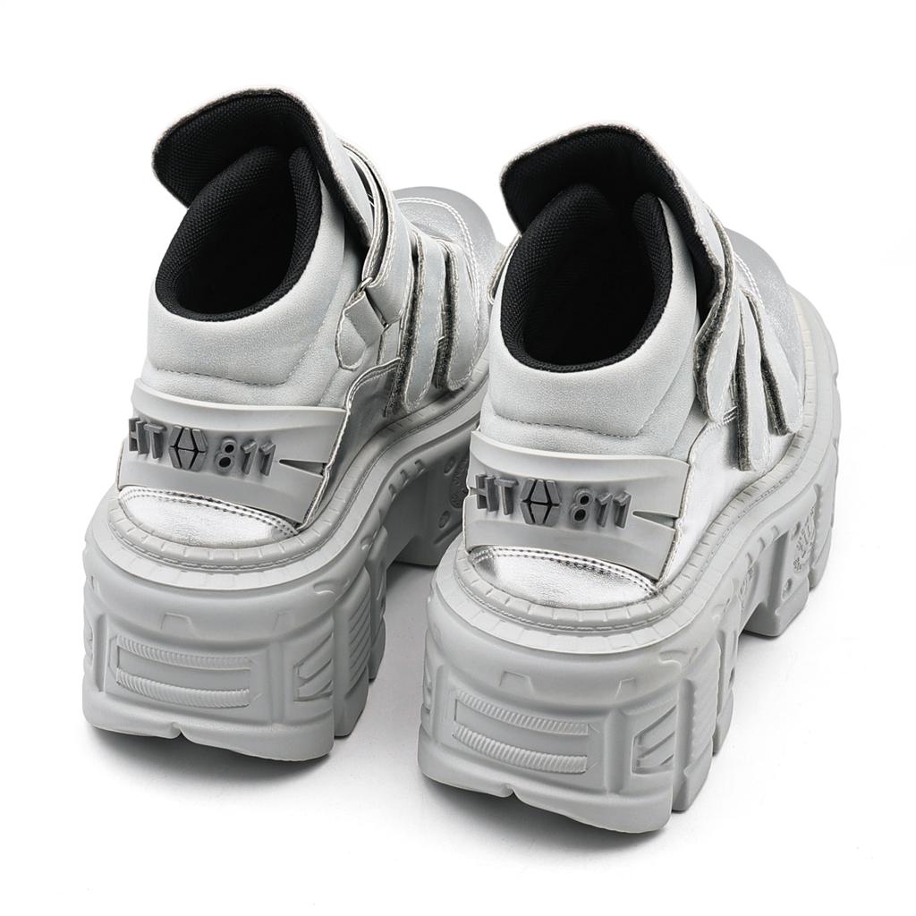 Gothic Knöchel-Rockstiefel Neuer Punk-Stil Damenschuhe Schnürung Absatzhöhe 6CM Plateauschuhe Frau Metalldekor Damen-Sneaker