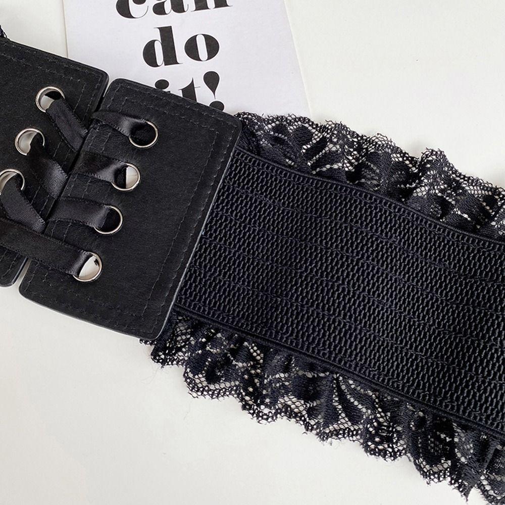 Adjustable Wide Belt PU Leather Waist Corset Punk Elastic Cummerbunds  Girl
