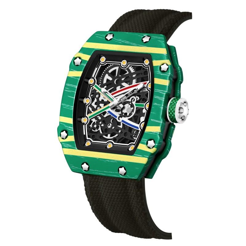 In Stock RM 6702 Slim Barrel Montre Homme Colorful Band Hollow 37.5mm Skeleton Dial Waterproof Sport Casual Quartz Wristwatch
