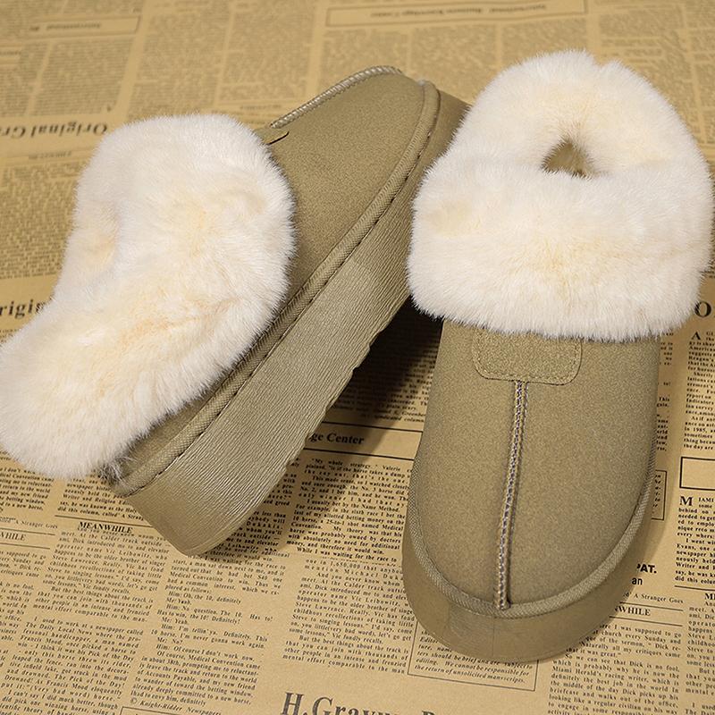 Podzim Zima Nadýchané Hrubé Plyšové Kotníkové Boty Dámské Umělý Semiš Nazouvací Sněhule Ležérní Semišová Platforma Bavlněné Boty