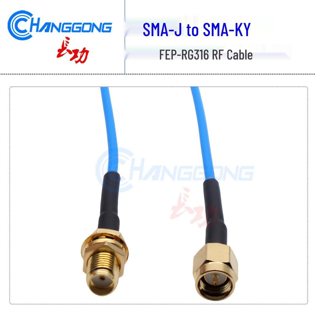SMA Male-Female Blue RG316 Connector Cable, SMA-J to SMA-K, Low VSWR, 6GHz.