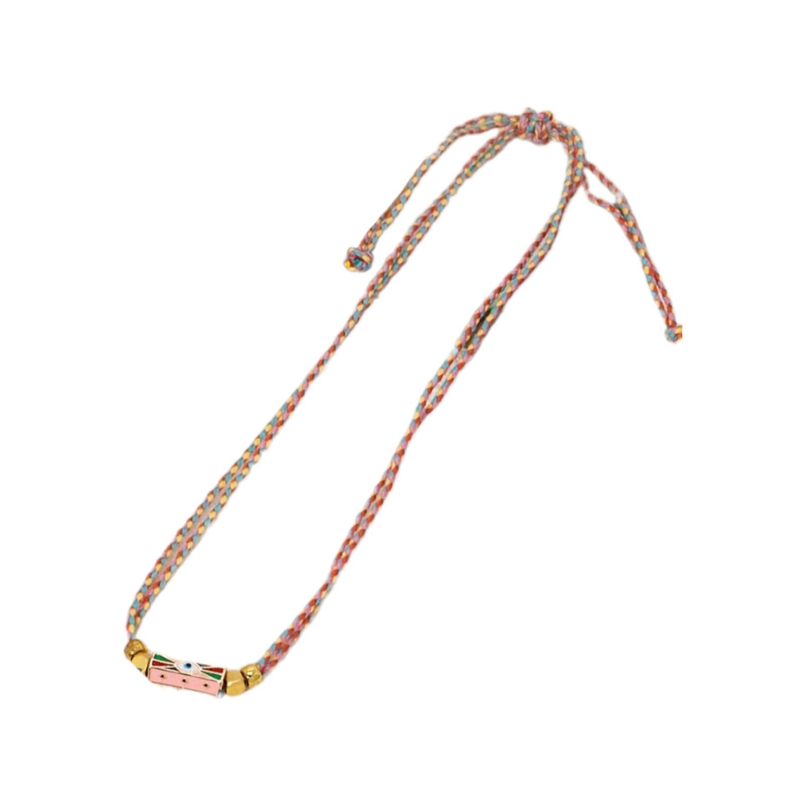 Bohemian Inspire Colorful Necklace with Letter Charm Jewelry Accessory for Women Look to Enhances Their Styles розовый
