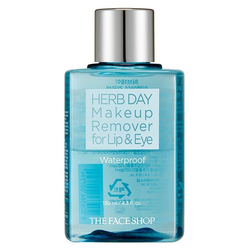 The Face Shop Herb Day Lip & Eye Makeup Remover Waterproof, 130ml, 1 Pcs
