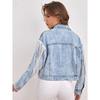 Jeansjacke, modisches Revers, Jeansjacke für Damen