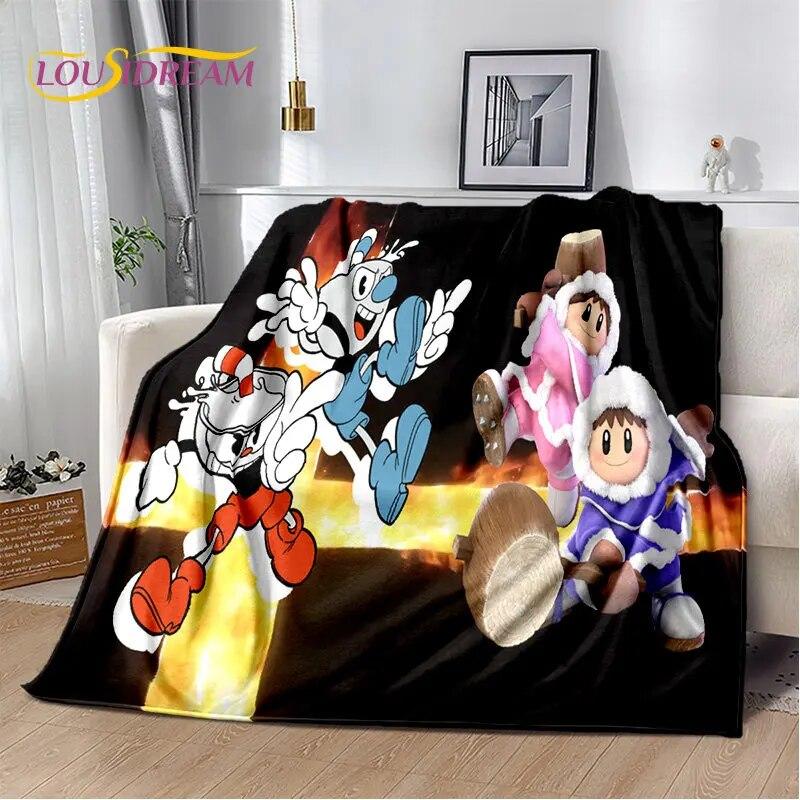 Cuphead and Mugman,Game Gamer Soft Plush Blanket,Flannel Blanket Throw Blanket for Living Room Bedroom Bed Sofa Picnic Cover Kid
