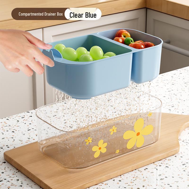 Dopamine Grid Double Layer Drain Basket: Multi-Purpose Fruit and Snack Storage Box