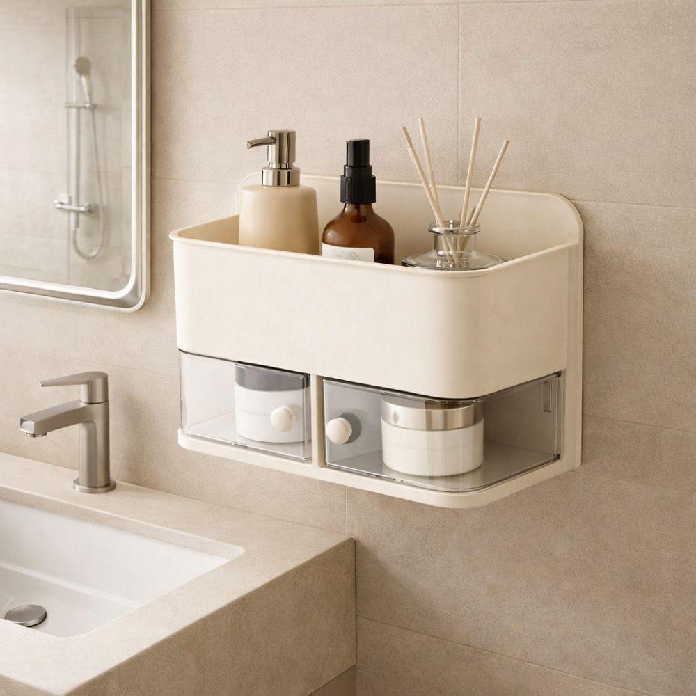 Space Saving Rotatable Wall Mounted Storage Box Large Capacity Condiment Storage Box Bathroom